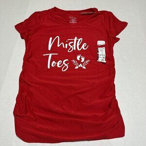 Womens XXL 20 Christmas Maternity Shirt “Mistle Toes” - Short Sleeve